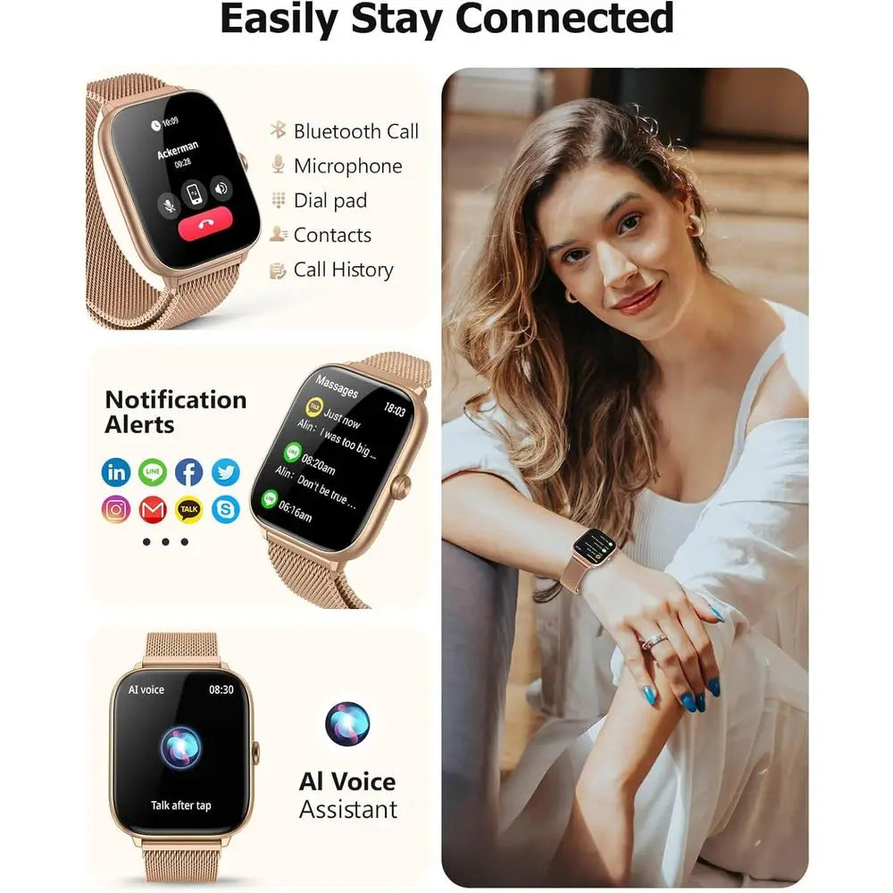 Smart Watch or Women with Blood Prure Monitor, 2.06" AMOLED Display, IP68 Waterproo itn, 118 Sports es, Heart Rate/SpO2/Sleep Mo
