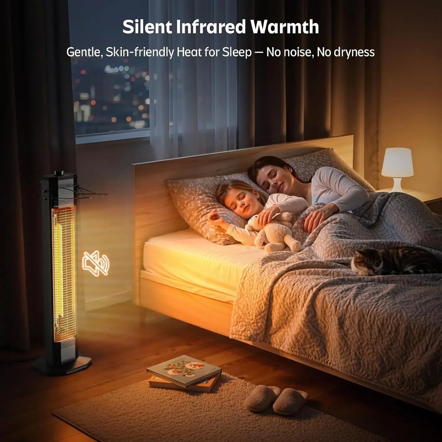 [Limited Stock!]Outdoor Electric Patio Heater, 34-inch 1500W Infrared Tower Heater with Instant Heating, Tip-Over & Overheat Pro