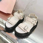2025 Summer Newest Retro Genuine Leather Open-Toe Thick Sole Buckle-Strap Woman Sandals Mary Janes Beacg Shoes Mules