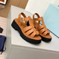 Shoes Women Size35-41 Genuine Leather Sandals Med Heels Gladiator Flat Platform Summer Flats Designer Shoes Zapatillas De Mujer
