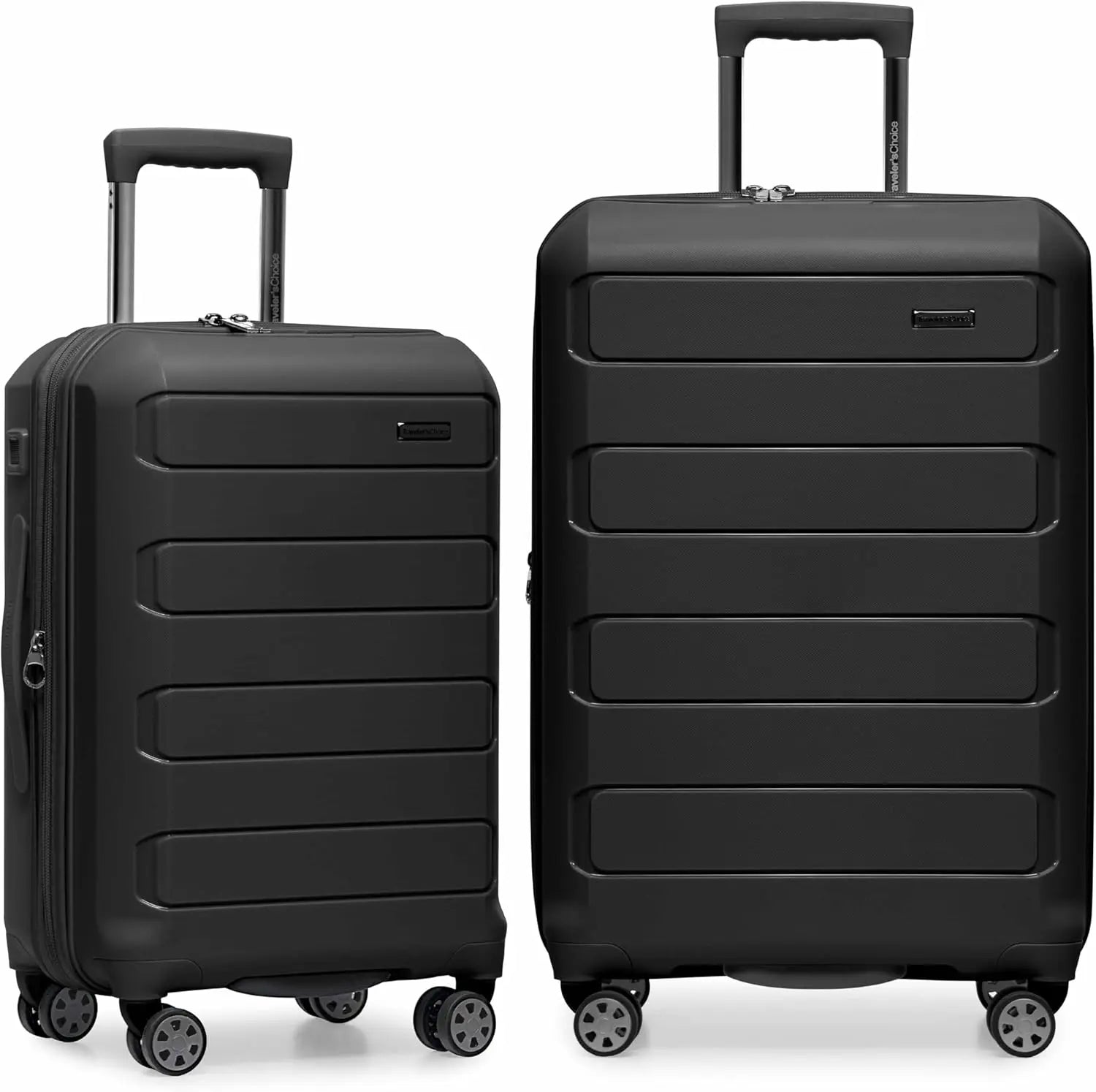 Expandable Hardshell Luggage Set with Spinner Wheels, Black, 2-Piece (22/26)