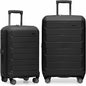Expandable Hardshell Luggage Set with Spinner Wheels, Black, 2-Piece (22/26)