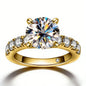 3.5 Carat White Moissanite Ring, 925 Sterling Silver, 18K Gold Plated, 4 Prong Round Center with Side Stones, GRA Certificate