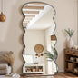 71"x28" Wavy Full Length Mirror with Stand for Bedroom, Living Room, Black - Tiltable & Wall Mountable