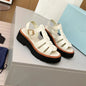 Shoes Women Size35-41 Genuine Leather Sandals Med Heels Gladiator Flat Platform Summer Flats Designer Shoes Zapatillas De Mujer