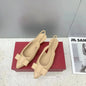 2026 spring and summer new leather pointe women's sandals low heel wedge bow shallow mouth simple sandals