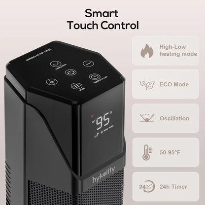 Hykolity Space Heater Large Room, 30" Electric Heaters for Indoor Use with Thermostat and Remote,70° Oscillation,24H Timer,1500W