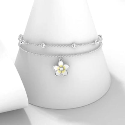 Diamond Plumeria Anklet for Women 925 Sterling Silver Lab Grown Diamonds Jewelry Gifts 0.1 ct D Color VVS Clarity