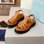 Shoes Women Size35-41 Genuine Leather Sandals Med Heels Gladiator Flat Platform Summer Flats Designer Shoes Zapatillas De Mujer