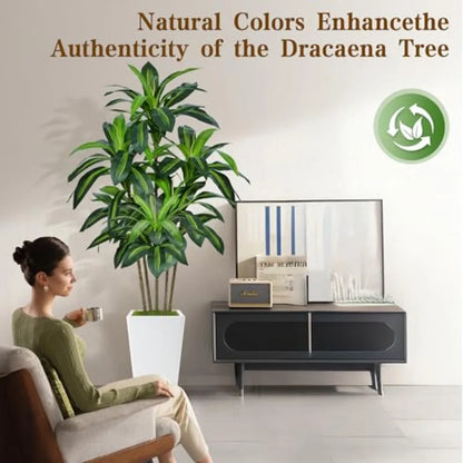 6FT Artificial Dracaena Tree Fake Tree Indoor with White Tall Planter Tall Artificial Plants Indoor Decor in Silk Texture for H