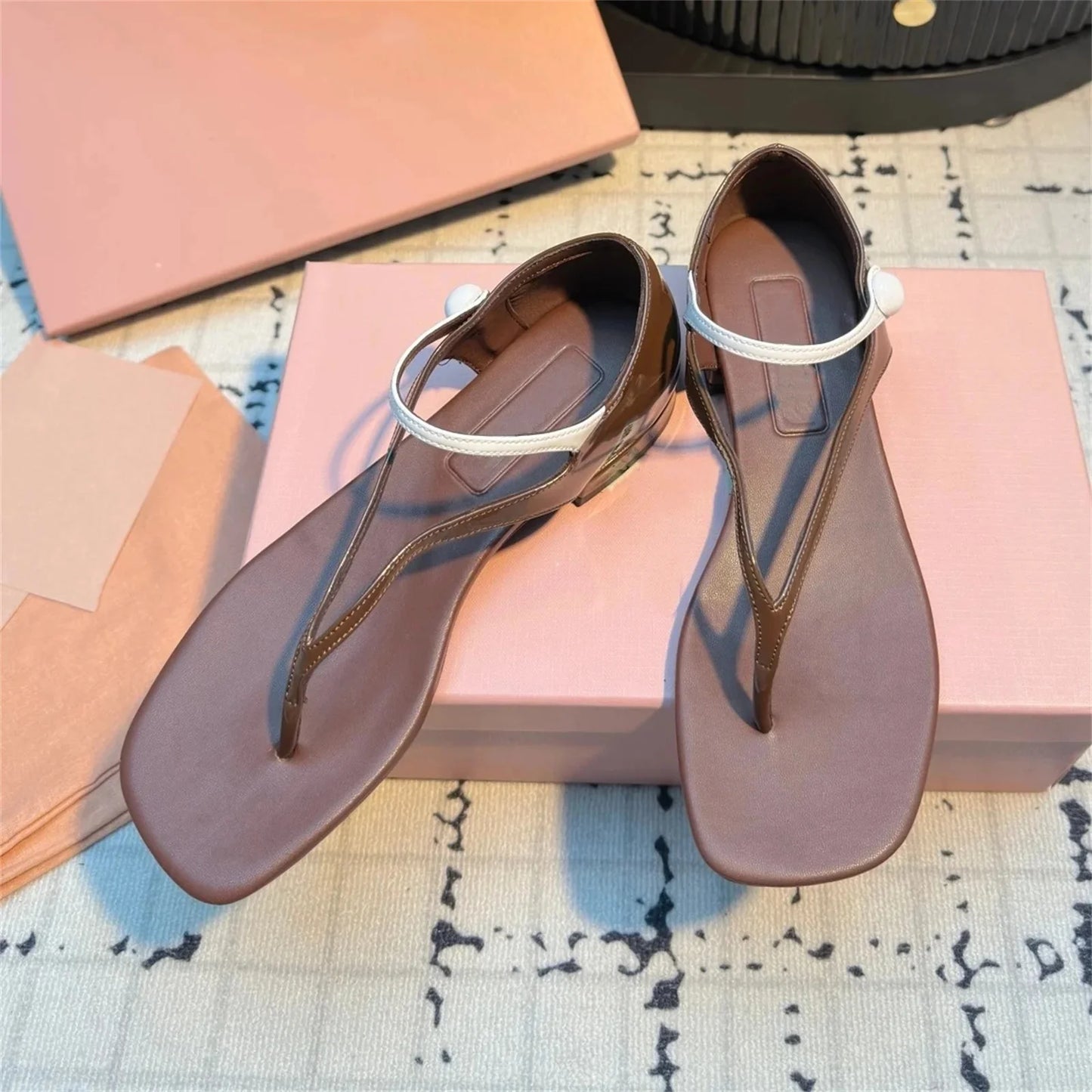2025 Newest Summer Desinger Tpu Square-toe Flat Heel Slingback Woman Sandals Mix Colors Boat Shoes Slip-Ons Zapatos De Mujer