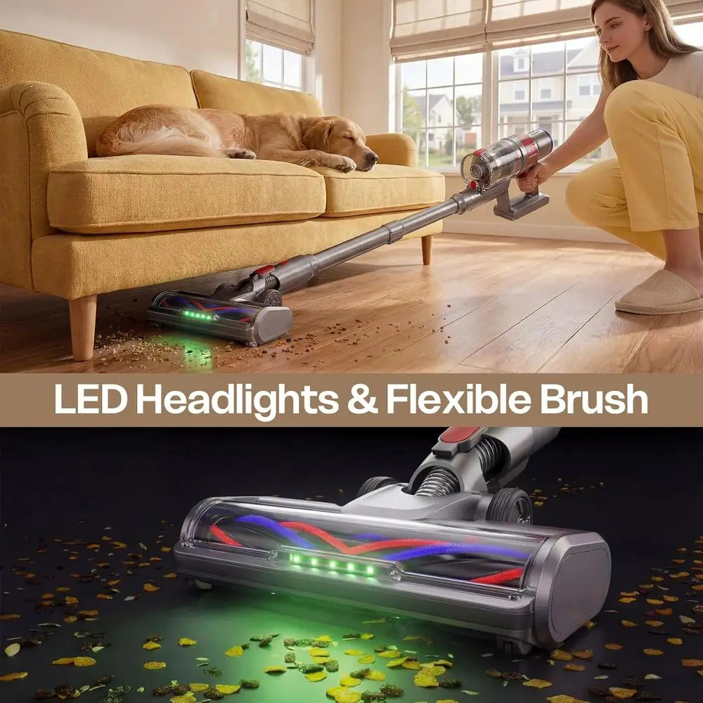 Rechargeable 600W 50KPA Stick Vacuum Cleaner, 60-Minute Runtime, Strong Suction, Lightweight, Ideal for Home, Pet Hair, Carpets,