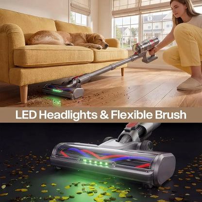 Rechargeable 600W 50KPA Stick Vacuum Cleaner, 60-Minute Runtime, Strong Suction, Lightweight, Ideal for Home, Pet Hair, Carpets,