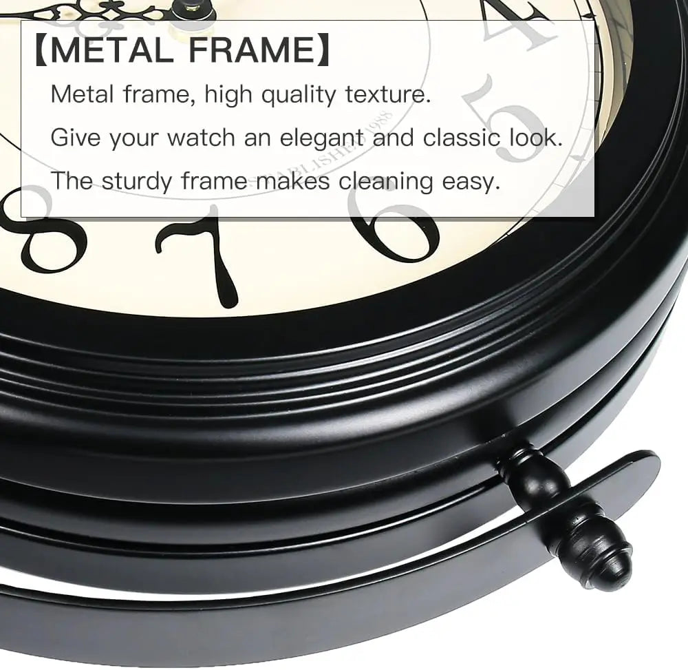 16-Inch Double Sided Metal Wall Clock with Black Frame, Easy Read for Indoor and Outdoor Decor