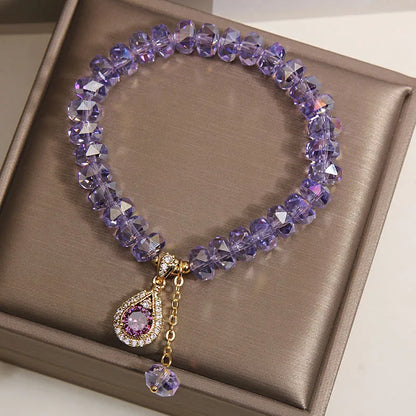 Purely Handmade - Lavender Amethyst Abacus Bead Bracelet Women's Light Luxury