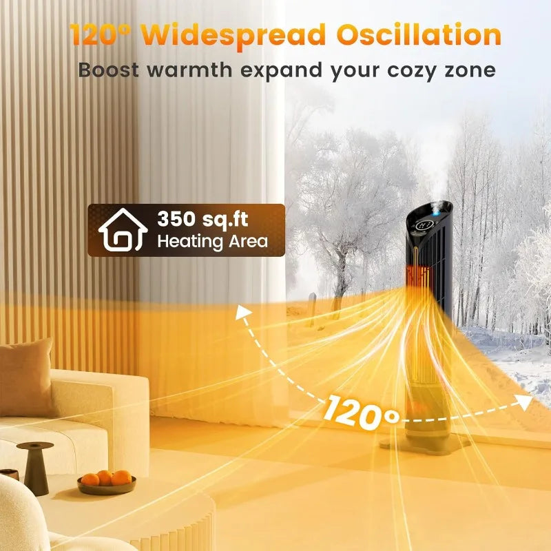 Auertech 28" Space Heater w/ Humidifier & LED Lights,3 in 1 Electric Space Heater w/ 3D Flame,Oscillating Room Heaters,12H Timer