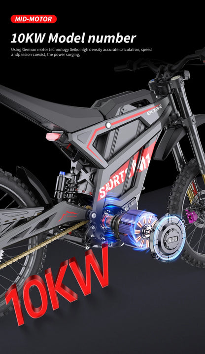 EKXBIKE M1 16800W Peak Electric Dirt Bike 72V/50Ah Electric Motorcycle 85Miles Max Range 62Mph Max Speed Mountain Electric Bike