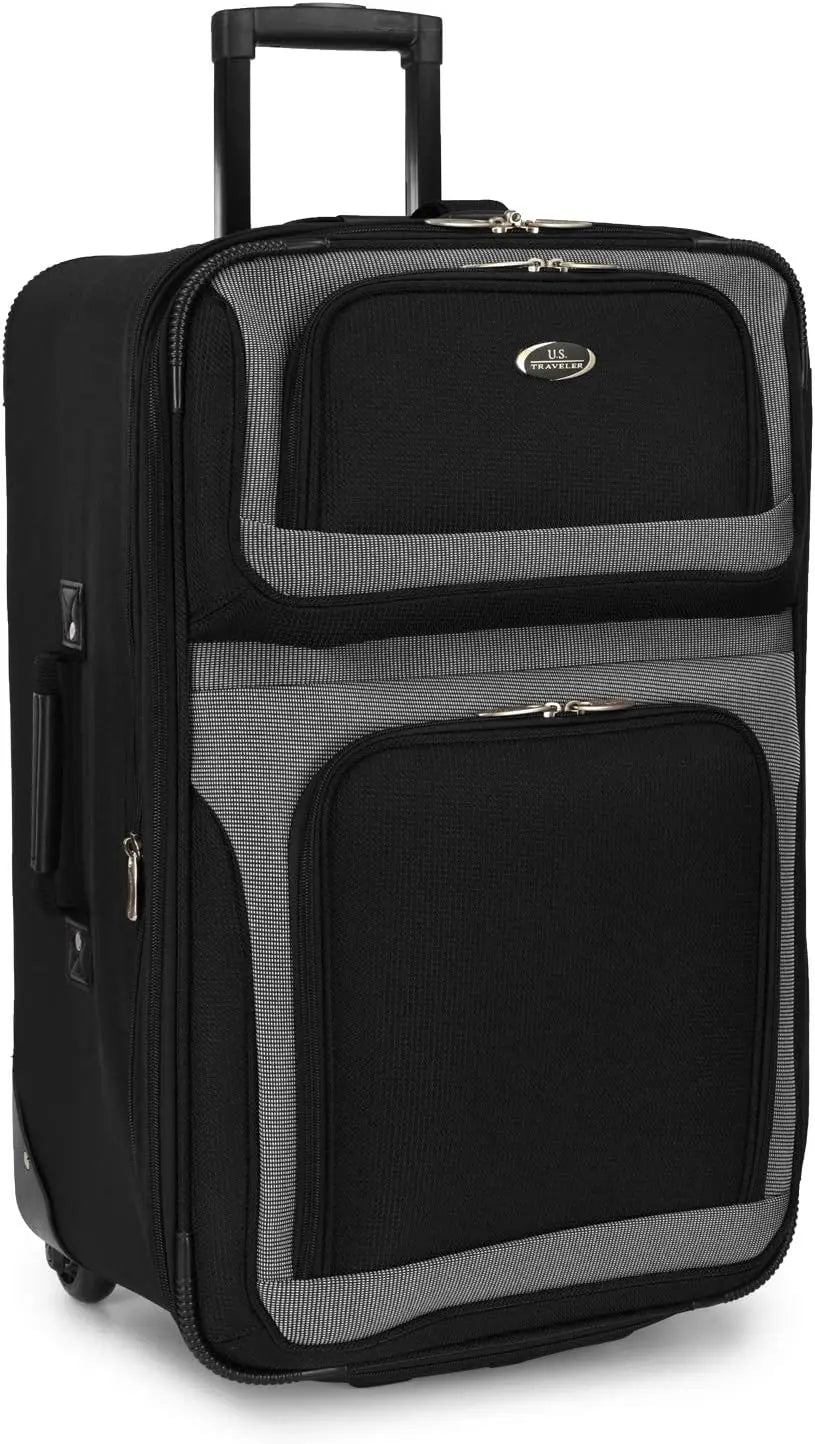 Lightweight Expandable Rolling Luggage Set, Black, 4-Piece with Smooth Wheels