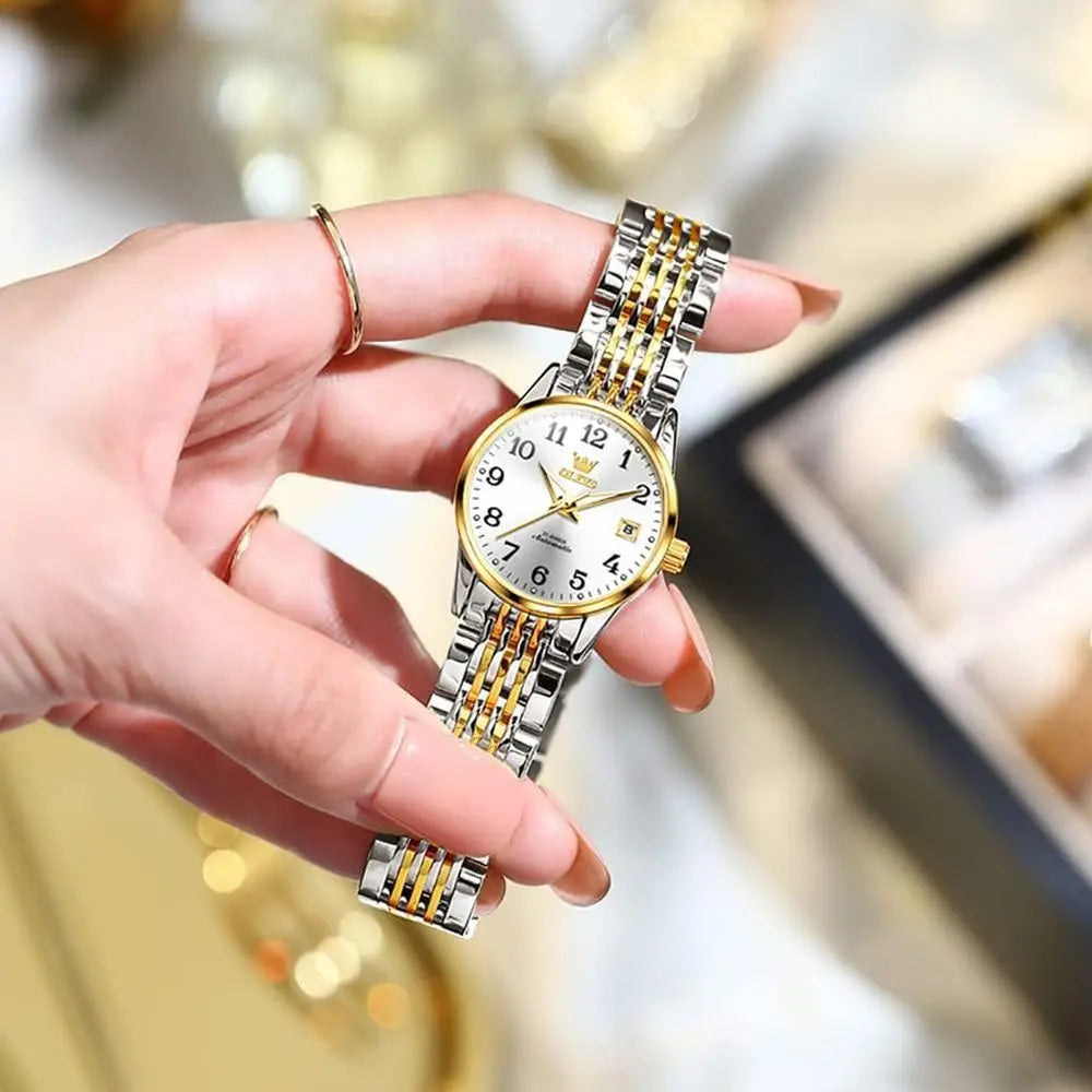 OLEVS Womens Automatic Watch Premium SmalDiamond Accented Sel Winding Waterproo Watches or Women ashion Ladies Watch