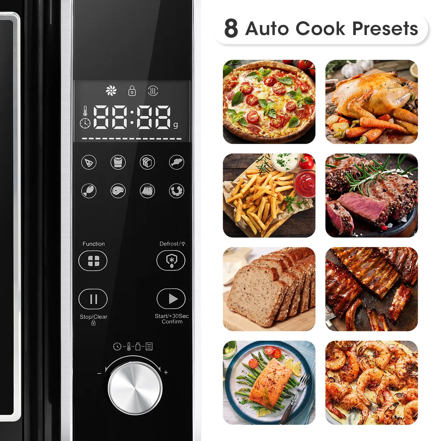 8 IN 1 Large Capacity Countertop Microwave Oven w/LED Display Multi-Functional