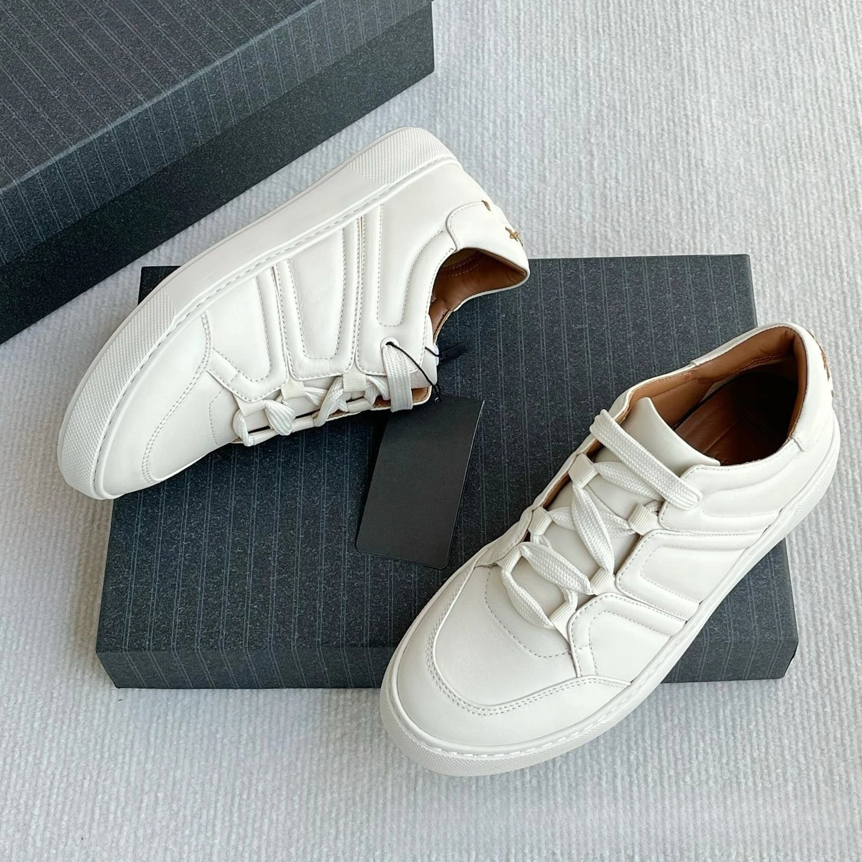2025 New Z-style Full Grain Leather Men's Shoes Color Block Low Top Lace Up Comfort Casual Sports Board Sneakers
