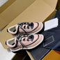 Women's Shoes Round Head Cowhide Color Matching Casual Sports Shoes Diamond Line Lace-up Leather Board Shoes