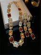 Retro Luxury Rhinestone Square Choker Necklace for Women, Exaggerated Court Style Collarbone Jewelry
