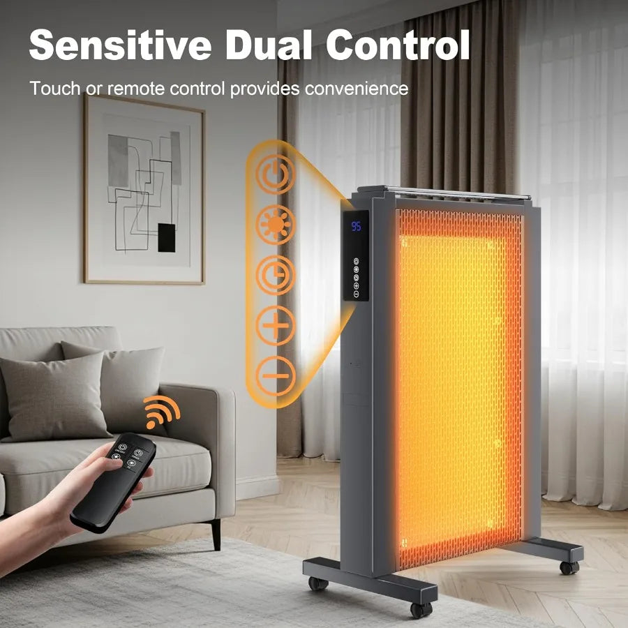 Space Heater Indoor Use 1500W Quiet Mica Convection Heater Electric Space Heaters for Large Room with Remote Eco Mode Portable
