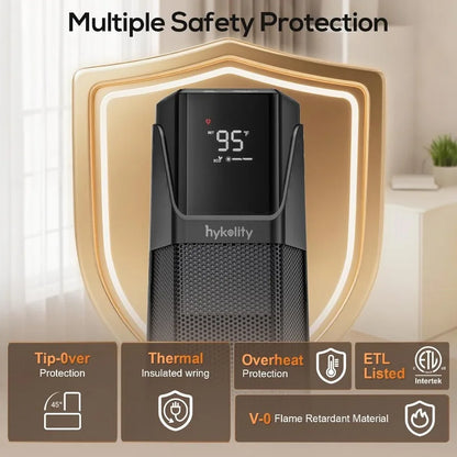 Hykolity Space Heater Large Room, 30" Electric Heaters for Indoor Use with Thermostat and Remote,70° Oscillation,24H Timer,1500W