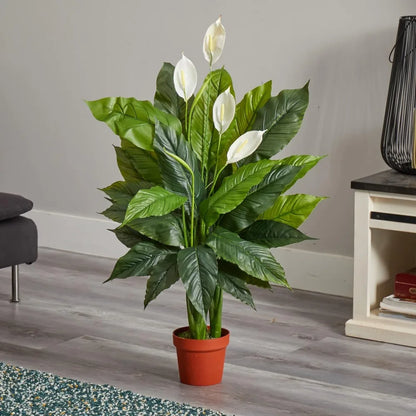 42 Inch Real Touch Artificial Peace Lily Silk Plant for Home Decor Indoor Greenery