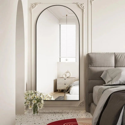 30"x71" Arched Full Length Mirror with Aluminum Alloy Frame, Black Floor Mirror for Living Room and Bedroom