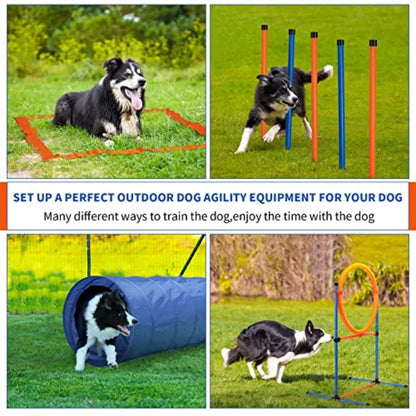 Dog Agility Training Equipment 60-Piece Dog Obstacle Course Training Starter Kit Pet Outdoor Game with Tunnel Agility Hurdle We