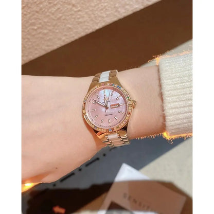 OUPINKE Women Automatic Watches Colorul Diamond Elegant Luxury DrLadies Rose Gold Mechanical Sapphire Crystal Wrist Watch