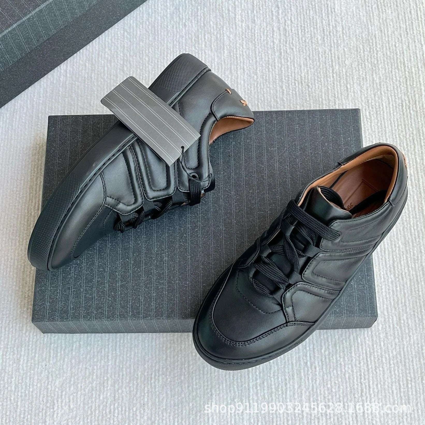 2025 New Z-style Full Grain Leather Men's Shoes Color Block Low Top Lace Up Comfort Casual Sports Board Sneakers