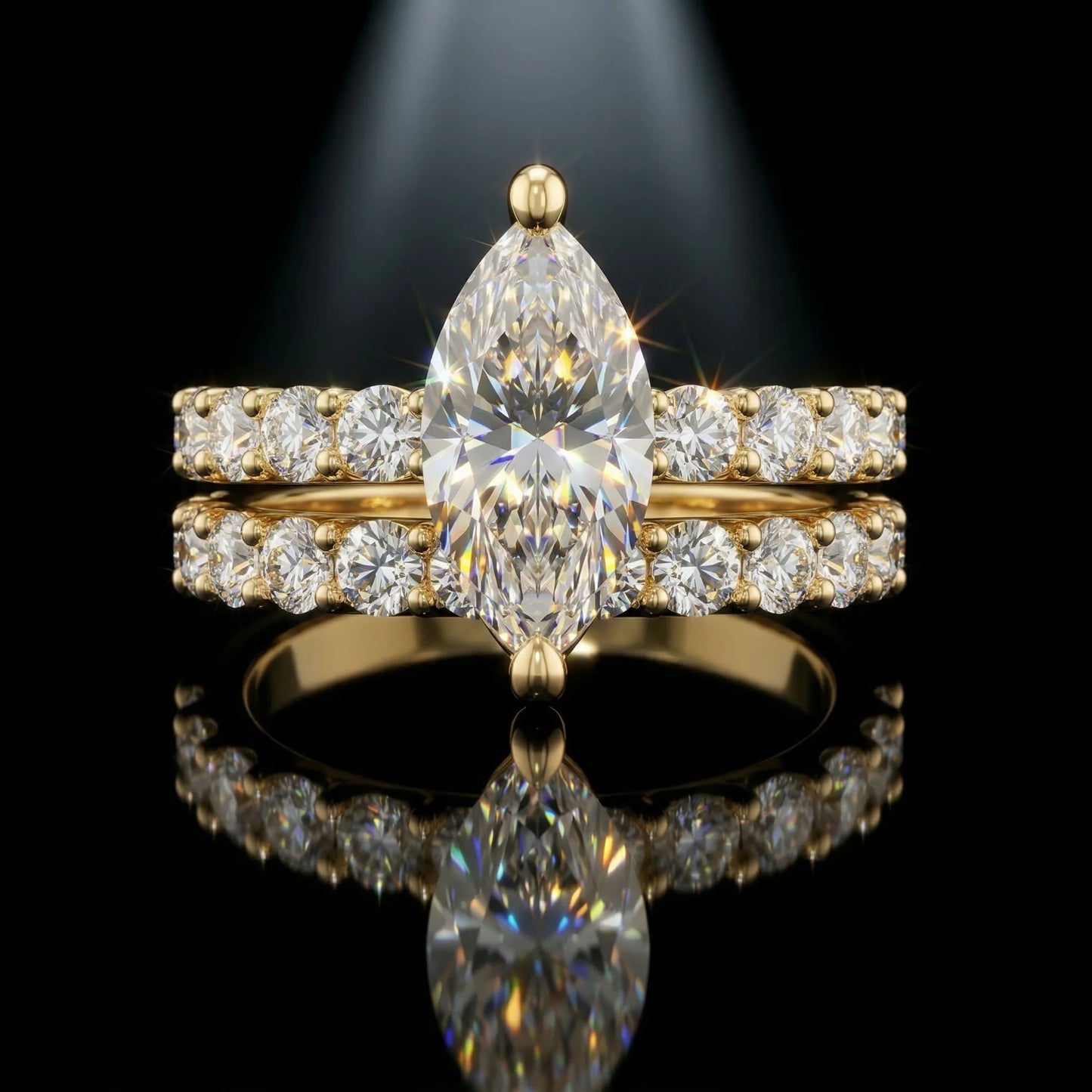 5 Carat Marquise Moissanite Ring, 925 Sterling Silver, D Color VVS1, Pave Accent, Matching Band Set, Pass Diamond Tester