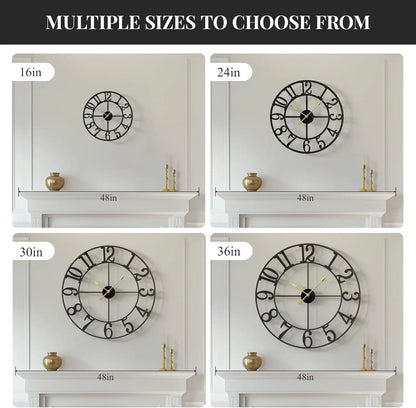 Large Wall Clock for Living Room Decor, 30 Inch Wall Clocks Battery-Operated Silent Non Ticking, Modern Black Decorative Metal C