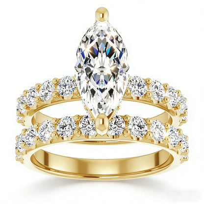 5 Carat Marquise Moissanite Ring, 925 Sterling Silver, D Color VVS1, Pave Accent, Matching Band Set, Pass Diamond Tester