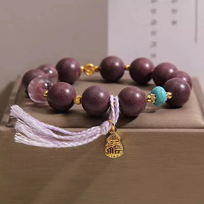 Purely handmade - National Style Hexiang Beads Amethyst Beaded Bracelet Women's Light Luxury