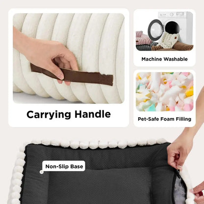 Cute Cat Couch for Pets Fluffy Cat beds with Premium Soft Corduroy Fleece, Fuzzy Cats beds for Indoor Cats with Removable Washab