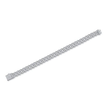 JIU ZUAN S925 Silver Moissanite Light Of Faith LuxuriousBracelet For Men And Women, Cuban Chain,For Engagement, Anniversary,