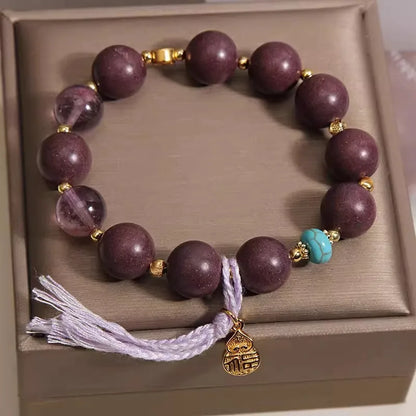 Purely handmade - National Style Hexiang Beads Amethyst Beaded Bracelet Women's Light Luxury