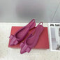 2026 spring and summer new leather pointe women's sandals low heel wedge bow shallow mouth simple sandals
