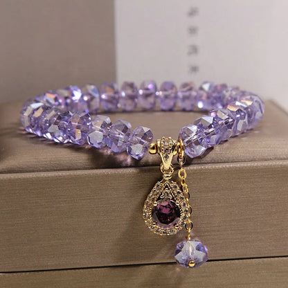 Purely Handmade - Lavender Amethyst Abacus Bead Bracelet Women's Light Luxury