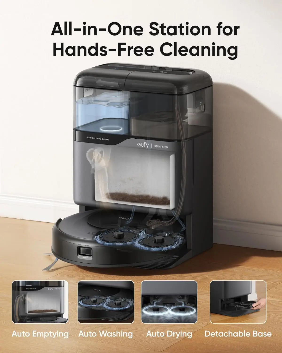 Certified Like-New Robot Vacuum and Mop Combo, Self-Emptying, Auto Wash & Dry, 7000 Pa Suction for Hands-Free Cleaning