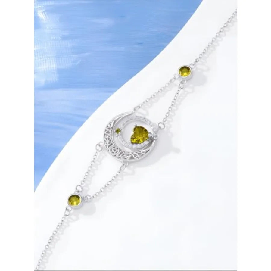 Dorunmo 925 Sterling Silver Moon Heart Birthstone Anklet Bracelets for Women Best Mother's Day Birthday Jewelry for Wife Girlfr