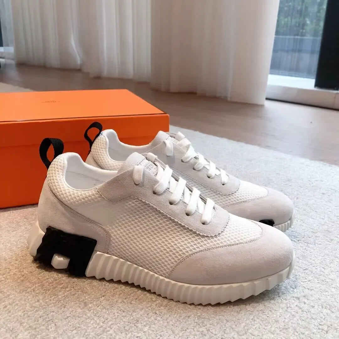 2024 New Colors Men Bouncing Sneaker Shoes Top Luxury Calfskin Suede Casual Sports Goatskin Light Sole Low Top Trainers Comfort