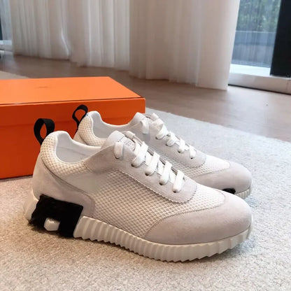 2024 New Colors Men Bouncing Sneaker Shoes Top Luxury Calfskin Suede Casual Sports Goatskin Light Sole Low Top Trainers Comfort