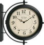 16-Inch Double Sided Metal Wall Clock with Black Frame, Easy Read for Indoor and Outdoor Decor