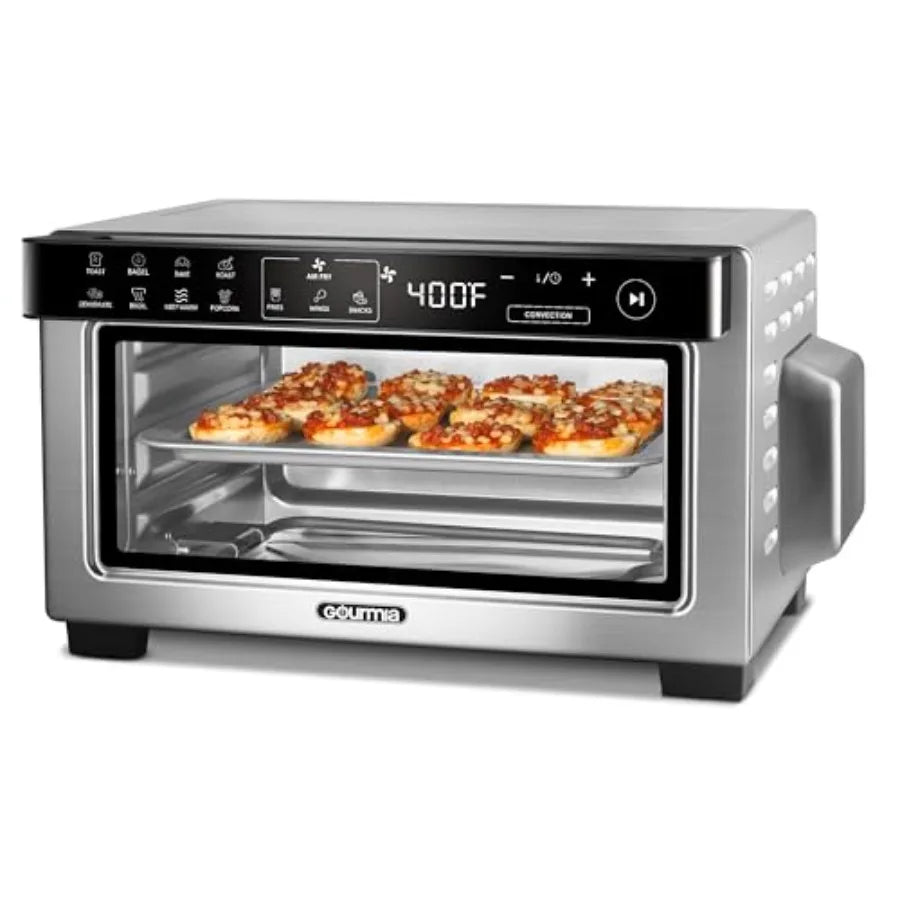 Digital Air Fryer Toaster Oven with Convection Mode 4-Slice Capacity 3 Rack Positions 12 Presets Toast Bagel Bake Roast Broil D
