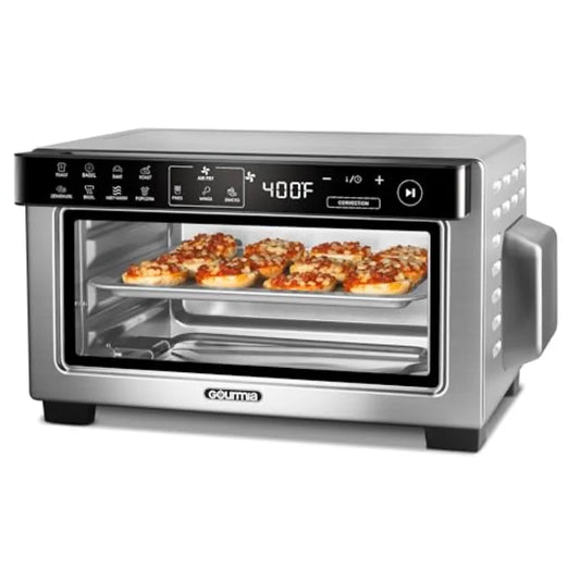Digital Air Fryer Toaster Oven with Convection Mode 4-Slice Capacity 3 Rack Positions 12 Presets Toast Bagel Bake Roast Broil D